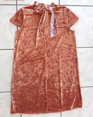 Madewell Womens M Crushed Velvet Blush Coral Mock Neck Shift Dress K1070 F31