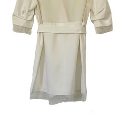 Rime Arodaky Jax Mini Dress Belted Lace Trimmed Crepe Wrap White Size US 6 FR 38