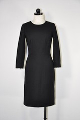 J CREW Black Jersey Structured Knit Silver Zipper Sheath Pencil Dress Women S M