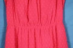ELLE Lined CHIFFON Pink SWISS DOTS Pleated Neckline SLEEVELESS Blouson Dress 6