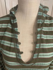PrAna Women&rsquo;s Green Striped Alexia Long Sleeve « No Lace » Neck Hooded Tunic Sz M