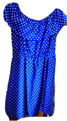 Young USA Women&rsquo;s Blue Polka Dot Casual Mini Dress Off Shoulder Size Medium
