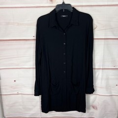 Michael Lauren Dress Womens S Black Shirt Mini Long Sleeve 1/2 Button Pullover