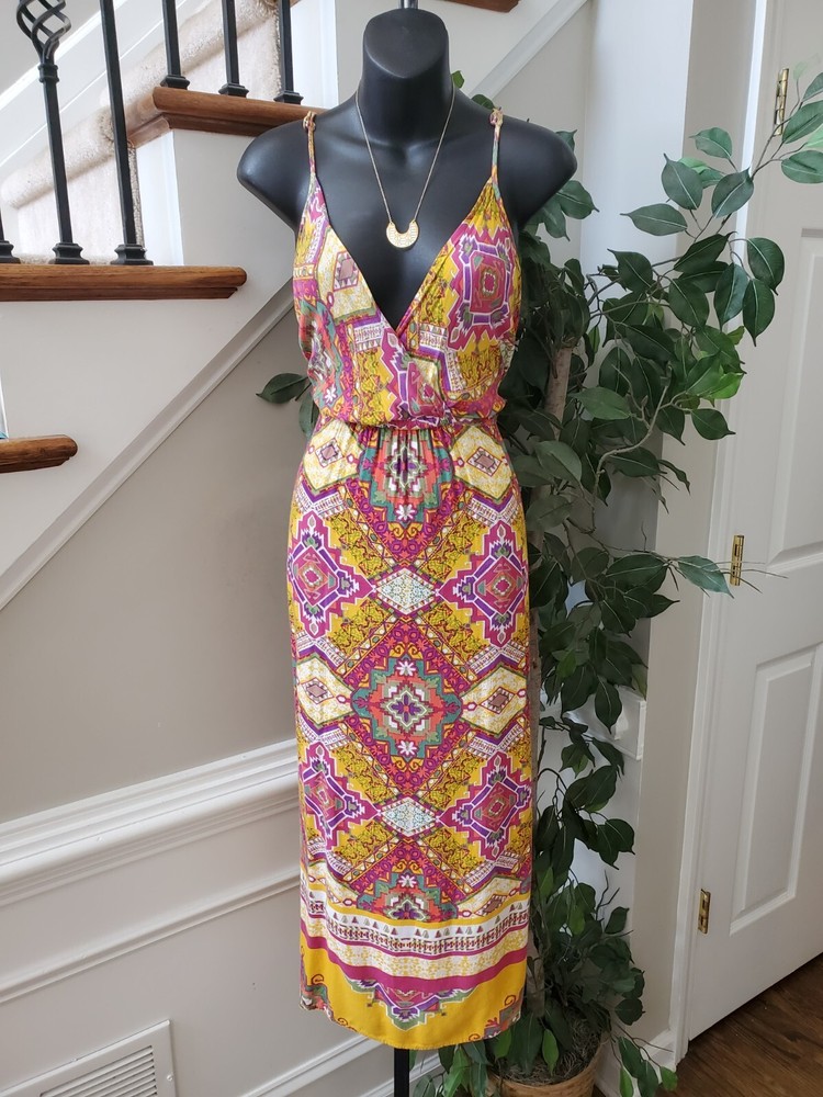 Cassee&rsquo;s Womens Multicolor 100% Rayon V Neck Sleeveless Long Maxi Dress Size XL