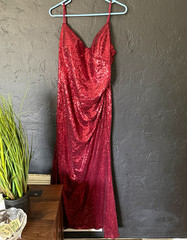 Ever-Pretty Red Sequin V-Neck Strappy Sleeveless Long Gown Formal 4XL