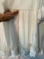 POL sheer overlay embroidered white dress. Slip dress. 3/4 bell sleeves. Large