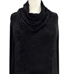 Vintage Black Sheer Velvet Feel Maxi Dress Cowl Neck Goth Whimsigoth Witchy 0X