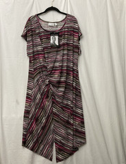 NWT Attitudes by Renee Multicolor Asymmetrical Straight Dress w/Rouching – SZ 2X