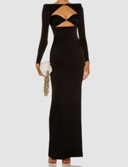 $2601 Alex Perry Women&rsquo;s Black Satin Cutout Zipper Cuffs Cohan Dress Size 8