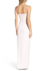 MARIA BIANCA NERO Pink Criss-Cross Lace Up Strappy High Slit Maxi Gown Dress 4 S