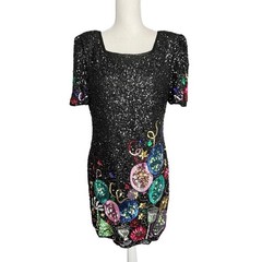 Laurence kazar vintage sequin New Year’s Eve mini dress multicolor size large