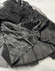 Basix II Nylon Dress 6 Black Silver Sequin Tulle Fit Flare Party Cocktail Skater
