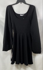 Opening Ceremony Women&rsquo;s Black Plisse Fit And Flare Dress Long Sleeve Sz S NWT