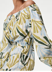 MARKS & SPENCER GREEN MIX PATTERNED MIDAXI BEACHWEAR DRESS SIZE 10R BNWT