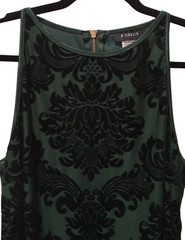 B. Darlin NWT Emerald Green Velvet Burnout Damask Y2K Whimsy Goth Dress Size 14