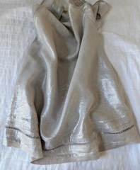 C&C California Shimmery 100% Linen Mini Tank Artesian Dress Small Embroidered