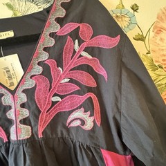NEW Jodifl Women’s Navy Boutique Embroidered Mini Dress Pink Pockets Small NWT