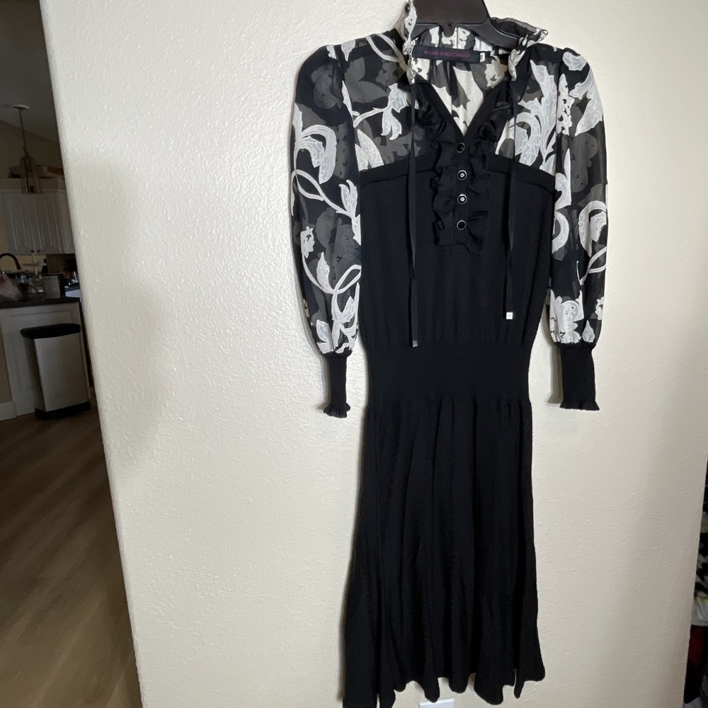 McGinn Knightsbridge 50% Wool Anthropologie Floral Ruffle Romantic Dress 38