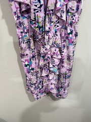 Pink Owl Apparel Dress Women Medium Purple Geometric Sleeveless Ruffled Full Zip