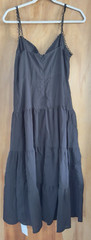 Cider Woven V-neck Solid Ruffle Hem Midi Dress Romantic Ruffle Hem Size L NWT