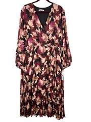 Retro Floral Maxi Dress Black 24W Abstract Boho Western Classic Chic Preppy Arts