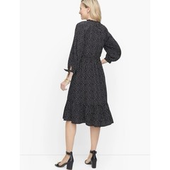Talbots Black White Dot Midi Dress, Size M Dark Academia Dark Feminine Romantic