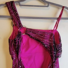 VTG Y2k Sz 3/4 Asymmetrical Mesh Overlay Whimsygoth One Shoulder Prom/hoco Dress