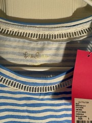 Lilly Pulitzer Women S Agee Zanzibar Dress Blue White Stripes Eyelet Sleeves
