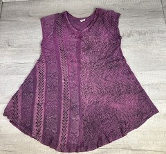 India Hippie Boho Dress Top Plum Purple Paisley Advanced Apparel Womens One Size