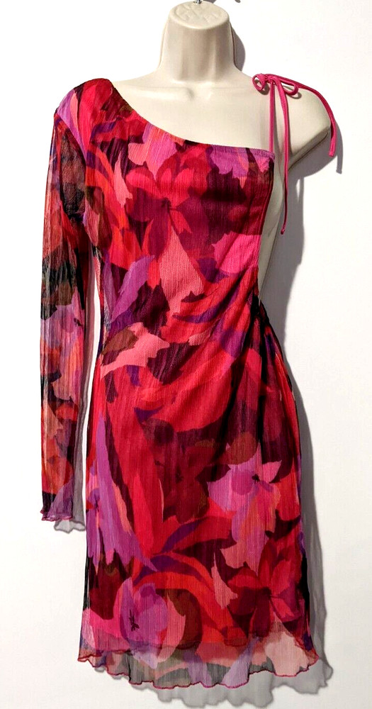 Nasty Gal Women&rsquo;s One Shoulder Floral Semi-Sheer Dress Sz 4 100% Polyester EUC