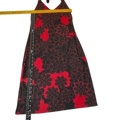 Vintage Mossimo Halter Dress In Red & Black Floral Print XS 100% Polyester