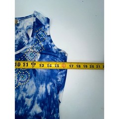 Jessica Taylor NYC Blue Tie Dye Beaded Embellished Maxi Tank Dress Womens Small