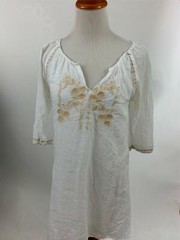 SUNCOO PARIS White beige embroidered dress tunic women&rsquo;s 36 S