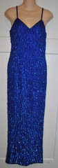 LAURENCE KAZAR 100% Silk Sequin Beaded Strappy Long Dress size Medium NWT