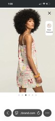 Lucky Brand S Small Run Big Linen Conversational Print Mini Slip Mini Dress