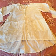 Krista Larson White Broadcloth A-Line Smock Dress with Side Ties – NWOT- OS