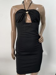 Dsquared2 Womens Mini Dress Black Size S Strapless Keyhole Neck Bodycon
