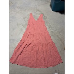 Quince 100% organic cotton gauze tiered maxi dress coral blush medium