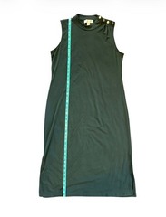Michael Kors Sleeveless Mock Neck Midi Dress with Side Slit and Button Shoulder