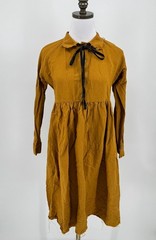 Little Creative Factory Yellow Linen Empire Waist Frayed Hem A Line Dress