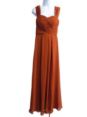 LAVETIR – Evening Dress – Rust Orange – Pleated Bodice Flowing Skirt – Size 4