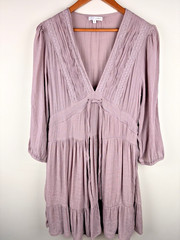 Baltic Born Amelia Boho Mini Dress Women’s Size L Dusty Lavender Cottagecore