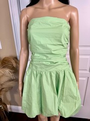 MINT COLORED STRAPLESS DROP WAIST BUBBLE HEM MINI DRESS WITH POCKETS – NWT