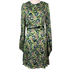Rhode Bonnie Mini Dress Green Floral Print Open Back Mosaic Size 8 NWT Boho