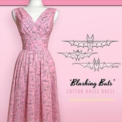 Dapper Day Blushing Bats Retro dress. Pink. Sz XS. NWOT. SOLD OUT! RP $168
