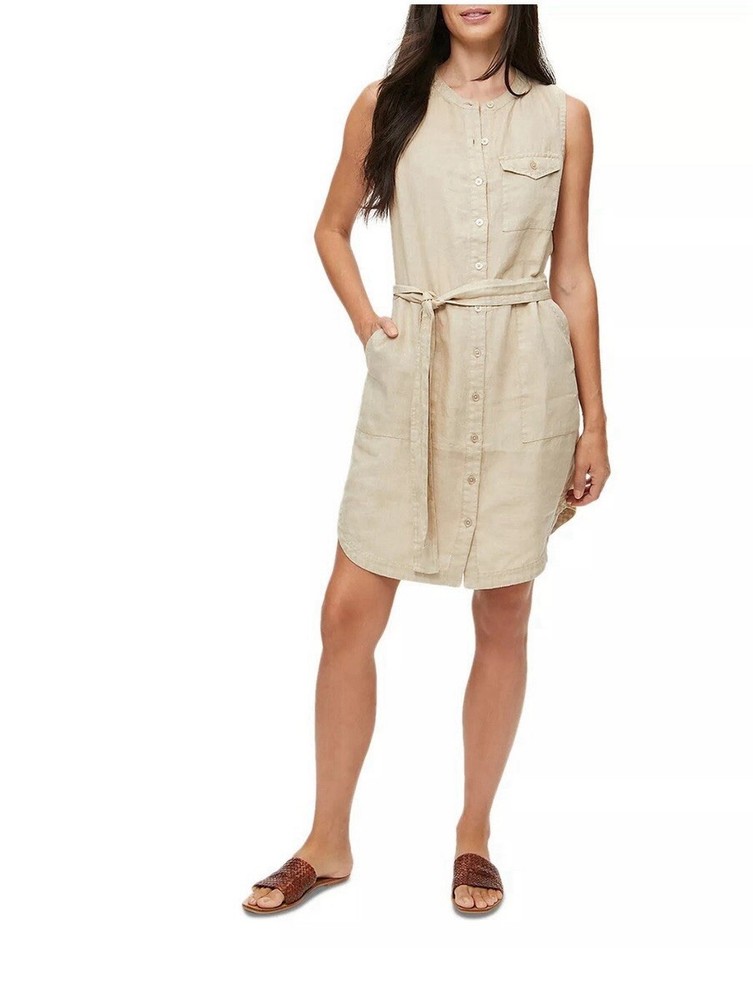 Michael Stars Linen Brady Utility Dress In Natural Beige XS Travel Casual