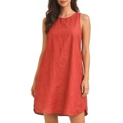 Chelsea & Theodore Tencel Lyocell Shift Dress Medium Red Sleeveless Pockets