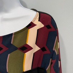 Metaphor Retro Henley Shirt Dress Tie Waist Abstract Print Boho Chic Plus Sz 18