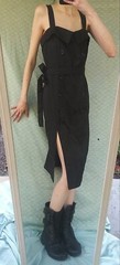 Black Sailor Dress Slit – Size Small – with Ribbon Sash Buttons Women&rsquo;s zip back