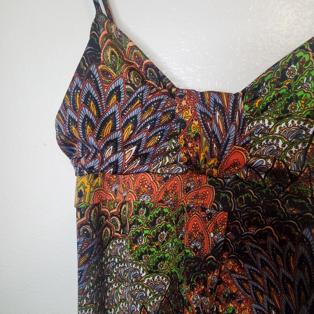 Hypnotized Peacock Print Maxi Dress Sundress Spaghetti Strap ***Fits Like XS/S